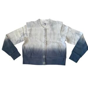 525 Woman’s Medium Dip Dye Gray White Snap Button Sweater